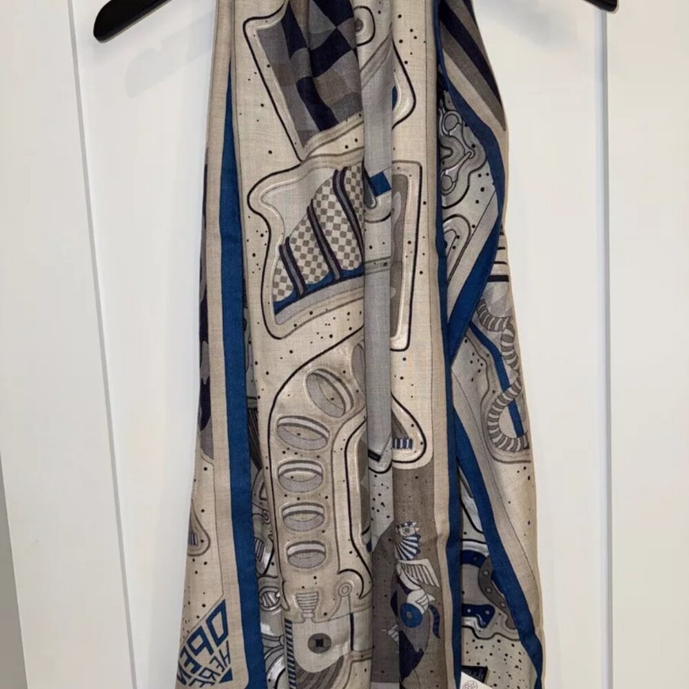 HERMÈS Cashmere/Silk "Cosmic Horse" Rectangle Scarf